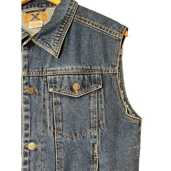 Orbit X Women's Size 12/14 Denim Vest Button-up Dragon Embroidery 100% Cotton - Picture 8 of 16